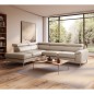 Canapé d'angle convertible en cuir italien luxe 5 places, Hombourg, coffre, beige, angle gauche
