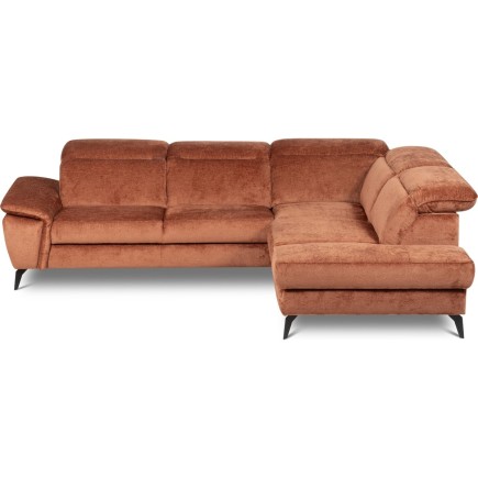 Canapé d'angle convertible en velours luxe - 5 places, SIENNA, brique, angle droit