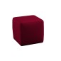 Un pouf carré en cuir, bordeaux