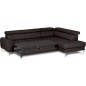 Canapé d'angle convertible en cuir italien luxe 5 places, Hombourg, coffre, chocolat, angle droit