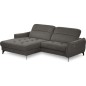 Canapé d'angle convertible en tissu luxe 5 places, MANCINI, coffre, gris foncé, angle gauche