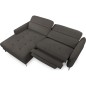 Canapé d'angle convertible en tissu luxe 5 places, MANCINI, coffre, gris foncé, angle gauche