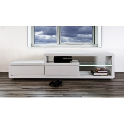 Meuble TV design blanc laqué brillant ERTA