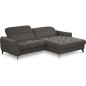 Canapé d'angle convertible en tissu luxe 5 places, MANCINI, coffre, gris foncé, angle droit