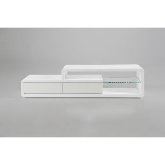 Meuble TV design blanc laqué brillant ERTA