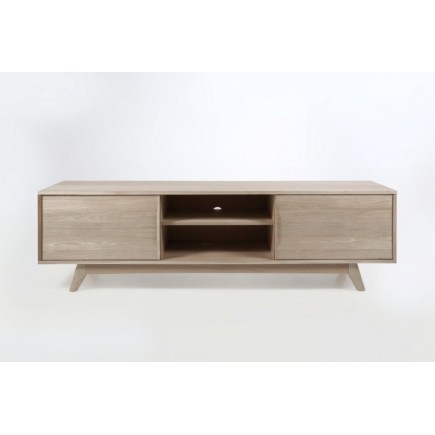 Meuble TV design scandinave en bois massif finition chêne, MARINI