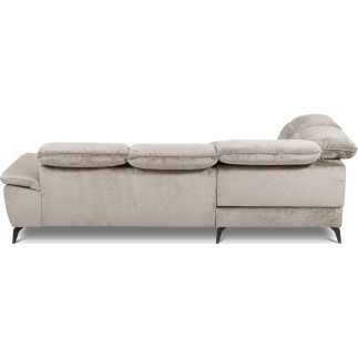 Canapé d'angle convertible en velours luxe - 5 places, SIENNA, taupe, angle gauche