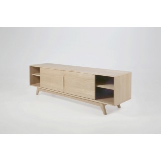 Meuble TV design scandinave en bois massif finition chêne, MARINI