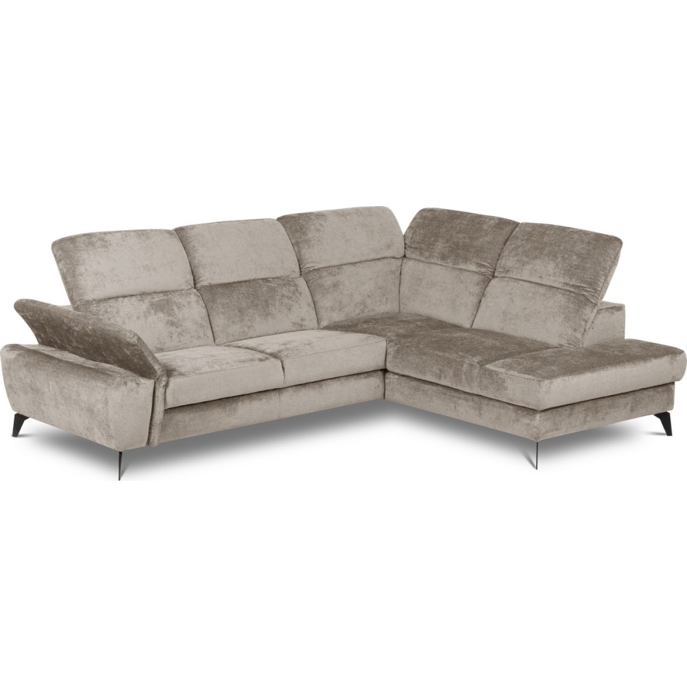 Canapé d'angle convertible en velours luxe - 5 places, SIENNA, taupe, angle droit Canapé d'angle convertible en velours luxe - 5 places, SIENNA, taupe, angle droit