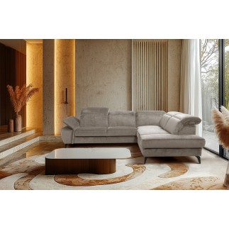 Canapé d'angle convertible en velours luxe - 5 places, SIENNA, taupe, angle droit