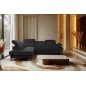 Canapé d'angle convertible en velours luxe - 5 places, SIENNA, noir, angle gauche