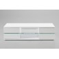 Meuble TV design, en bois laqué blanc, SUOMI
