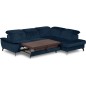 Canapé d'angle convertible en velours luxe - 5 places, SIENNA, bleu foncé, angle droit