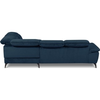 Canapé d'angle convertible en velours luxe - 5 places, SIENNA, bleu foncé, angle droit