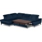 Canapé d'angle convertible en velours luxe - 5 places, SIENNA, bleu foncé, angle gauche