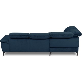 Canapé d'angle convertible en velours luxe - 5 places, SIENNA, bleu foncé, angle gauche