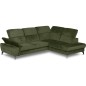 Canapé d'angle convertible en velours luxe - 5 places, SIENNA, vert olive, angle droit