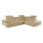 Canapé d'angle relax 100% tout cuir épais luxe italien 1 relax électrique 5/6 places KASTER beige angle droit
