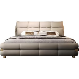 Lit design en cuir de luxe VARESI, avec son sommier à lattes
