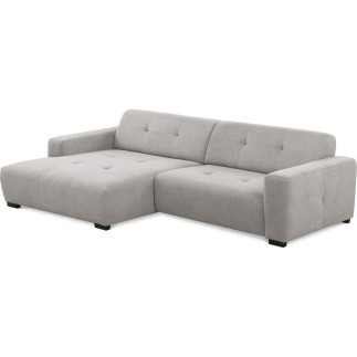 Canapé d'angle profondeur réglable fasano velours luxe gris clair 5 places, angle gauche (vu de face) - Mobilier Privé