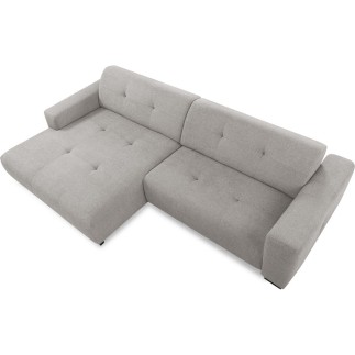 Canapé d'angle profondeur réglable fasano velours luxe gris clair 5 places, angle gauche (vu de face) - Mobilier Privé