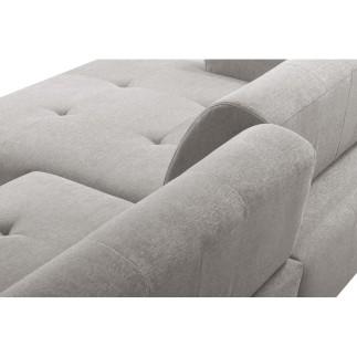Canapé d'angle profondeur réglable fasano velours luxe gris clair 5 places, angle gauche (vu de face) - Mobilier Privé