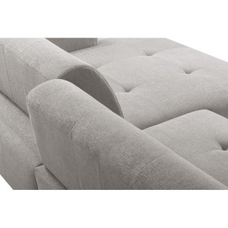 Canapé d'angle profondeur réglable fasano velours luxe gris clair 5 places, angle gauche (vu de face) - Mobilier Privé