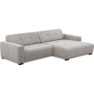 Canapé d'angle profondeur réglable fasano velours luxe gris clair 5 places, angle gauche (vu de face) - Mobilier Privé