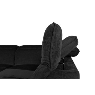 Canapé d'angle convertible en velours luxe - 5 places, SIENNA, noir, angle gauche