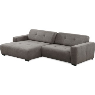 Canapé d'angle profondeur réglable fasano velours luxe gris clair 5 places, angle gauche (vu de face) - Mobilier Privé