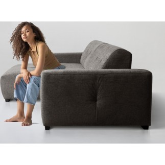 Canapé d'angle profondeur réglable fasano velours luxe gris clair 5 places, angle gauche (vu de face) - Mobilier Privé