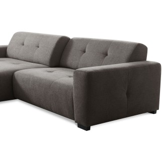Canapé d'angle profondeur réglable fasano velours luxe gris clair 5 places, angle gauche (vu de face) - Mobilier Privé