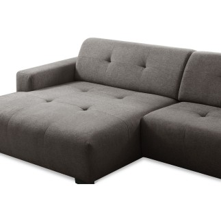 Canapé d'angle profondeur réglable fasano velours luxe gris clair 5 places, angle gauche (vu de face) - Mobilier Privé