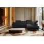 Canapé d'angle convertible en velours luxe - 5 places, SIENNA, noir, angle droit Canapé d'angle convertible en velours luxe - 5 places, SIENNA, noir, angle droit