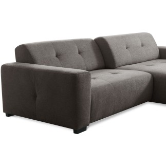 Canapé d'angle profondeur réglable fasano velours luxe gris clair 5 places, angle gauche (vu de face) - Mobilier Privé