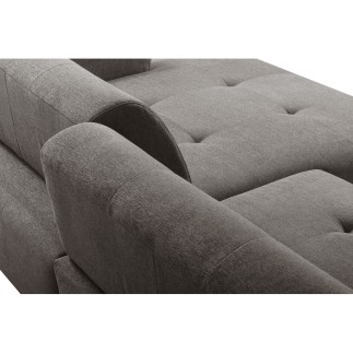 Canapé d'angle profondeur réglable fasano velours luxe gris clair 5 places, angle gauche (vu de face) - Mobilier Privé