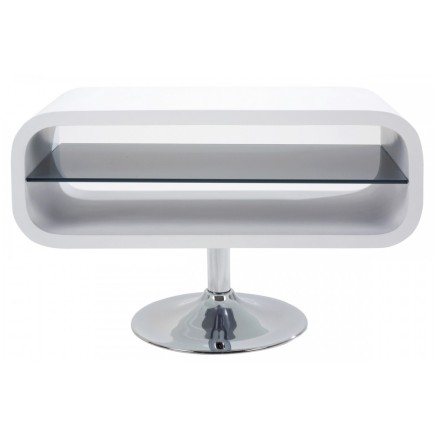 Meuble TV design, en bois laqué blanc