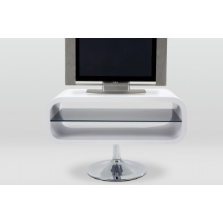 Meuble TV design, en bois laqué blanc