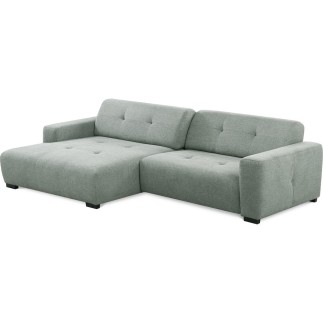 Canapé d'angle profondeur réglable fasano velours luxe gris clair 5 places, angle gauche (vu de face) - Mobilier Privé