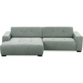 Canapé d'angle profondeur réglable fasano velours luxe gris clair 5 places, angle gauche (vu de face) - Mobilier Privé