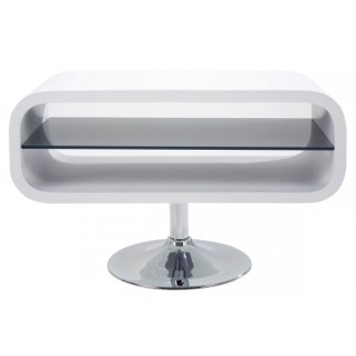 Meuble TV design, en bois laqué blanc