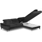 Canapé d'angle convertible en velours luxe - 5 places, SIENNA, noir, angle droit Canapé d'angle convertible en velours luxe - 5 places, SIENNA, noir, angle droit