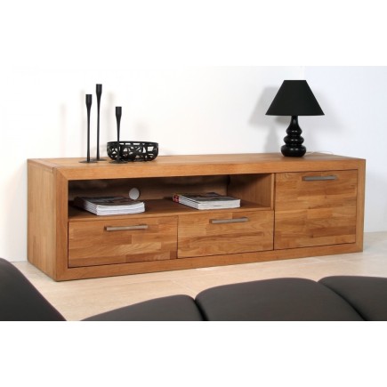 Meuble TV contemporain en bois massif, WELSON