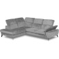Canapé d'angle convertible en velours luxe - 5 places, SIENNA, gris, angle gauche