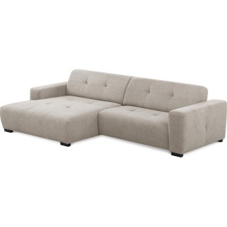Canapé d'angle profondeur réglable fasano velours luxe gris clair 5 places, angle gauche (vu de face) - Mobilier Privé