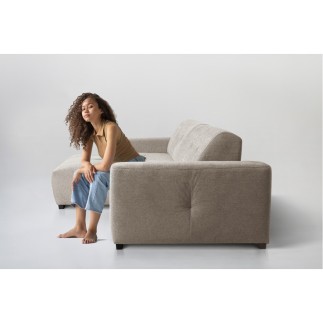 Canapé d'angle profondeur réglable fasano velours luxe gris clair 5 places, angle gauche (vu de face) - Mobilier Privé