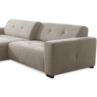 Canapé d'angle profondeur réglable fasano velours luxe gris clair 5 places, angle gauche (vu de face) - Mobilier Privé
