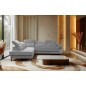 Canapé d'angle convertible en velours luxe - 5 places, SIENNA, gris, angle gauche