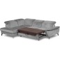 Canapé d'angle convertible en velours luxe - 5 places, SIENNA, gris, angle gauche