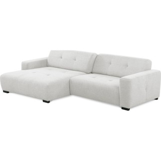 Canapé d'angle profondeur réglable fasano velours luxe gris clair 5 places, angle gauche (vu de face) - Mobilier Privé